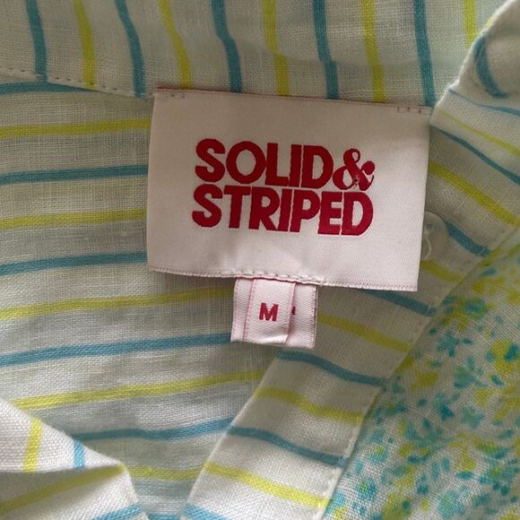 Solid & Striped Linen Button Down Set Size Medium - Picture 6 of 9